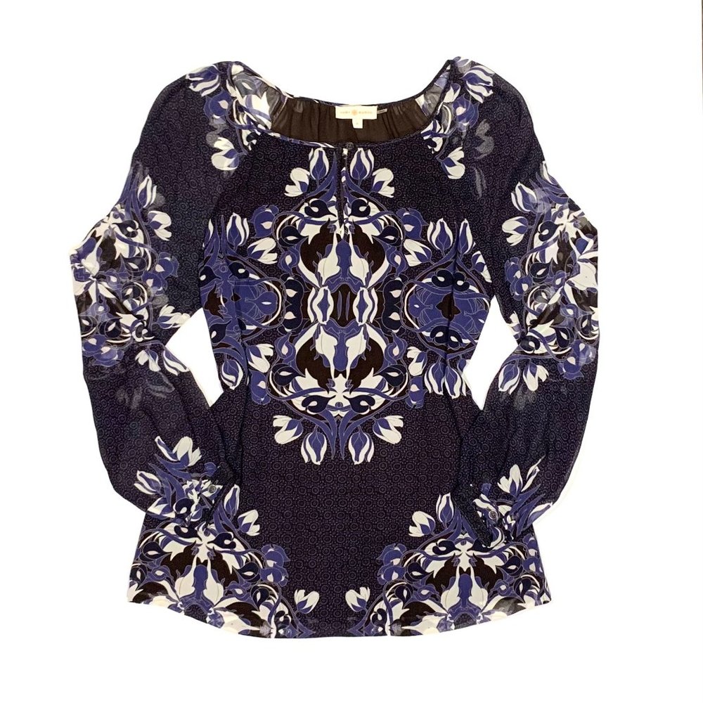Tory Burch ‘Lisa' Print Silk Blouse Sz10 - Picture 2 of 12